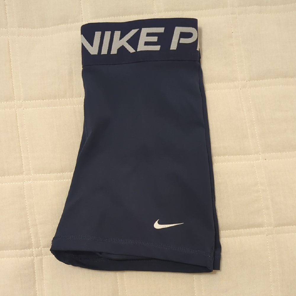Nike Navy Performance Compression Shorts with White Swoosh